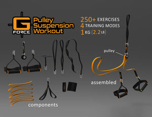 g-force pulley suspension workout, suspension training trx, widest range of exercises in a training tool, 