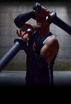 With your FITSWORD® you can do free-style drills, where creativity is mixed with athletic skills and infinite possibilities.  The result is an exhausting workout for your arms, shoulders, chest, back, core and legs